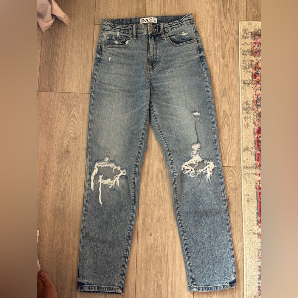 Distressed Blue Jeans